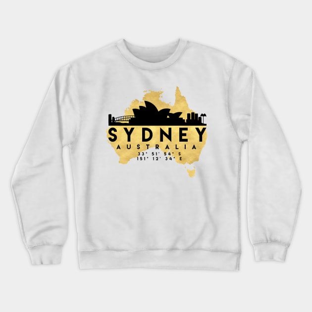 Sydney Australia Skyline Map Art Crewneck Sweatshirt by deificusArt